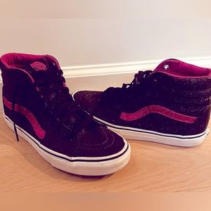Black and Pink glitter Vans